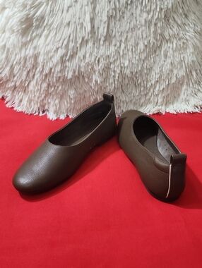 Everlane The Day Glove Cocoa Brown Pebbled Leather Ballet Flats